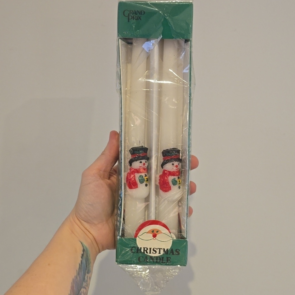 Pair of Vintage Snowman Christmas Candles